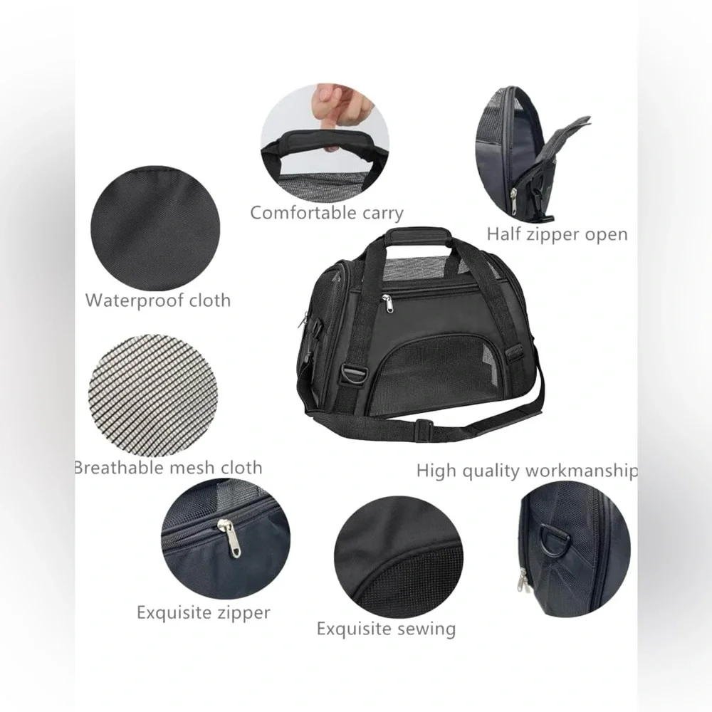 SMALL PET TRAVEL CARRIER PORTABLE BAG - BLACK